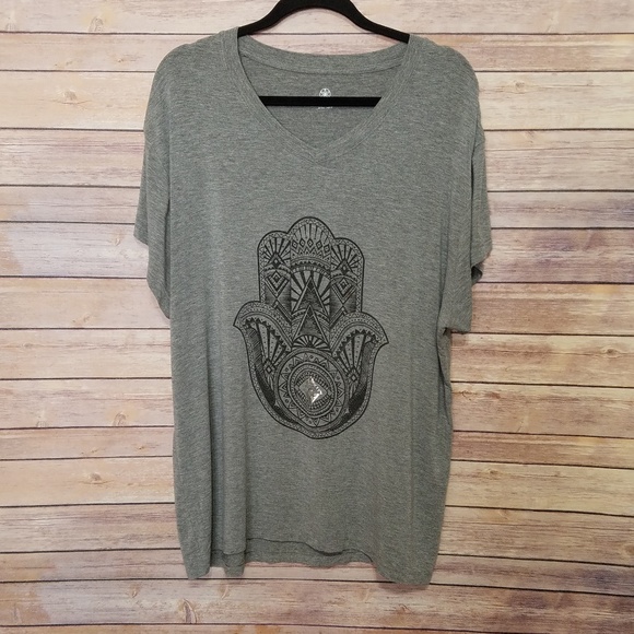 GAIAM Tops - Gaiam Hamsa Grey Short Sleeved Shirt Size XL